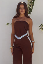 Load image into Gallery viewer, Tina Scarf Top - Chocolate/Sky Blue
