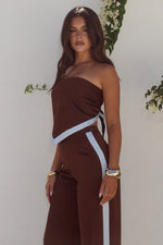 Load image into Gallery viewer, Tina Scarf Top - Chocolate/Sky Blue
