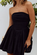Load image into Gallery viewer, Kiyo Strapless Tie Back Mini Dress - Black
