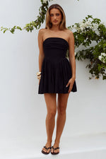 Load image into Gallery viewer, Kiyo Strapless Tie Back Mini Dress - Black
