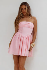 Load image into Gallery viewer, Kiyo Strapless Tie Back Mini Dress - Pink
