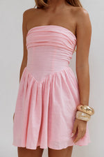 Load image into Gallery viewer, Kiyo Strapless Tie Back Mini Dress - Pink
