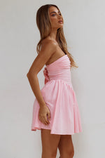 Load image into Gallery viewer, Kiyo Strapless Tie Back Mini Dress - Pink
