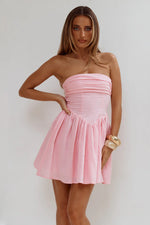 Load image into Gallery viewer, Kiyo Strapless Tie Back Mini Dress - Pink
