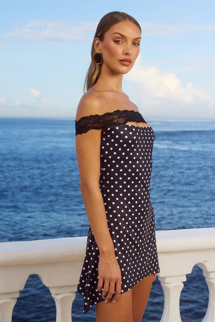 Zuri Mini Dress - Black Polka