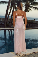 Load image into Gallery viewer, Illiana Sequin Bodysuit Maxi Dress - Rose
