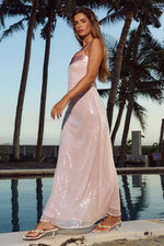 Load image into Gallery viewer, Illiana Sequin Bodysuit Maxi Dress - Rose
