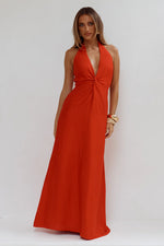 Load image into Gallery viewer, Arli Deep Plunge Maxi Dress - Red

