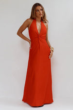 Load image into Gallery viewer, Arli Deep Plunge Maxi Dress - Red
