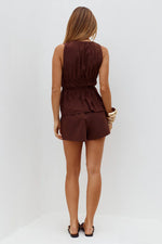 Load image into Gallery viewer, Tilka Elasticated Tie Waist Shorts - Chocolate
