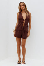 Load image into Gallery viewer, Tilka Elasticated Tie Waist Shorts - Chocolate
