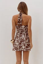 Load image into Gallery viewer, Talli Halter Square Neck Mini Dress - Amira Chocolate
