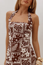 Load image into Gallery viewer, Talli Halter Square Neck Mini Dress - Amira Chocolate
