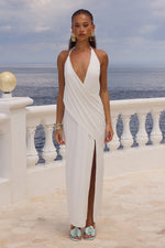 Load image into Gallery viewer, Eilish Halter Maxi Dress - White
