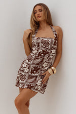 Load image into Gallery viewer, Talli Halter Square Neck Mini Dress - Amira Chocolate
