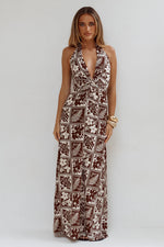 Load image into Gallery viewer, Arli Deep Plunge Maxi Dress - Amira Chocolate
