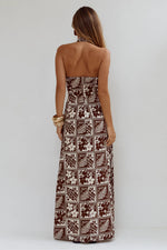 Load image into Gallery viewer, Arli Deep Plunge Maxi Dress - Amira Chocolate
