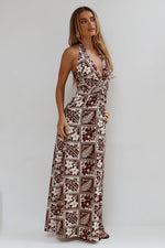 Load image into Gallery viewer, Arli Deep Plunge Maxi Dress - Amira Chocolate
