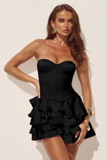 Load image into Gallery viewer, Tabitha Bustier Ruffle Mini Dress - Black
