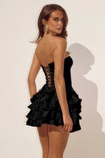Load image into Gallery viewer, Tabitha Bustier Ruffle Mini Dress - Black
