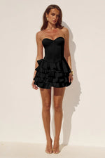 Load image into Gallery viewer, Tabitha Bustier Ruffle Mini Dress - Black
