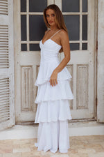 Load image into Gallery viewer, Florrie V-Neck Tiered Maxi Dress - White
