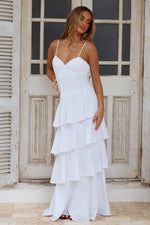 Load image into Gallery viewer, Florrie V-Neck Tiered Maxi Dress - White

