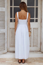 Load image into Gallery viewer, Kiyo Square Neck Tie Midi Dress - White

