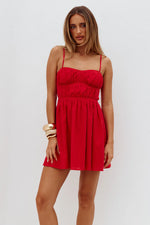 Load image into Gallery viewer, Lanie Shirred Mini Dress - Red
