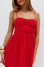 Load image into Gallery viewer, Lanie Shirred Mini Dress - Red

