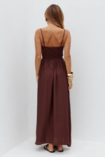 Load image into Gallery viewer, Kayley A-Line Shirred Midi Dress - Chocolate
