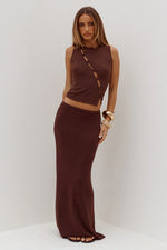 Load image into Gallery viewer, Gemini Fishtail Maxi Skirt - Chocolate
