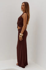 Load image into Gallery viewer, Gemini Fishtail Maxi Skirt - Chocolate
