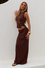 Load image into Gallery viewer, Gemini Fishtail Maxi Skirt - Chocolate
