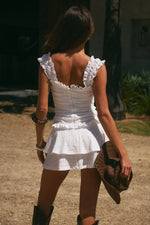 Load image into Gallery viewer, Bronte Ruffled Corset Mini Dress - White

