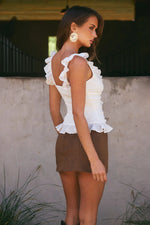 Load image into Gallery viewer, Alexina Sleeveless Ruffle Top - Pearl
