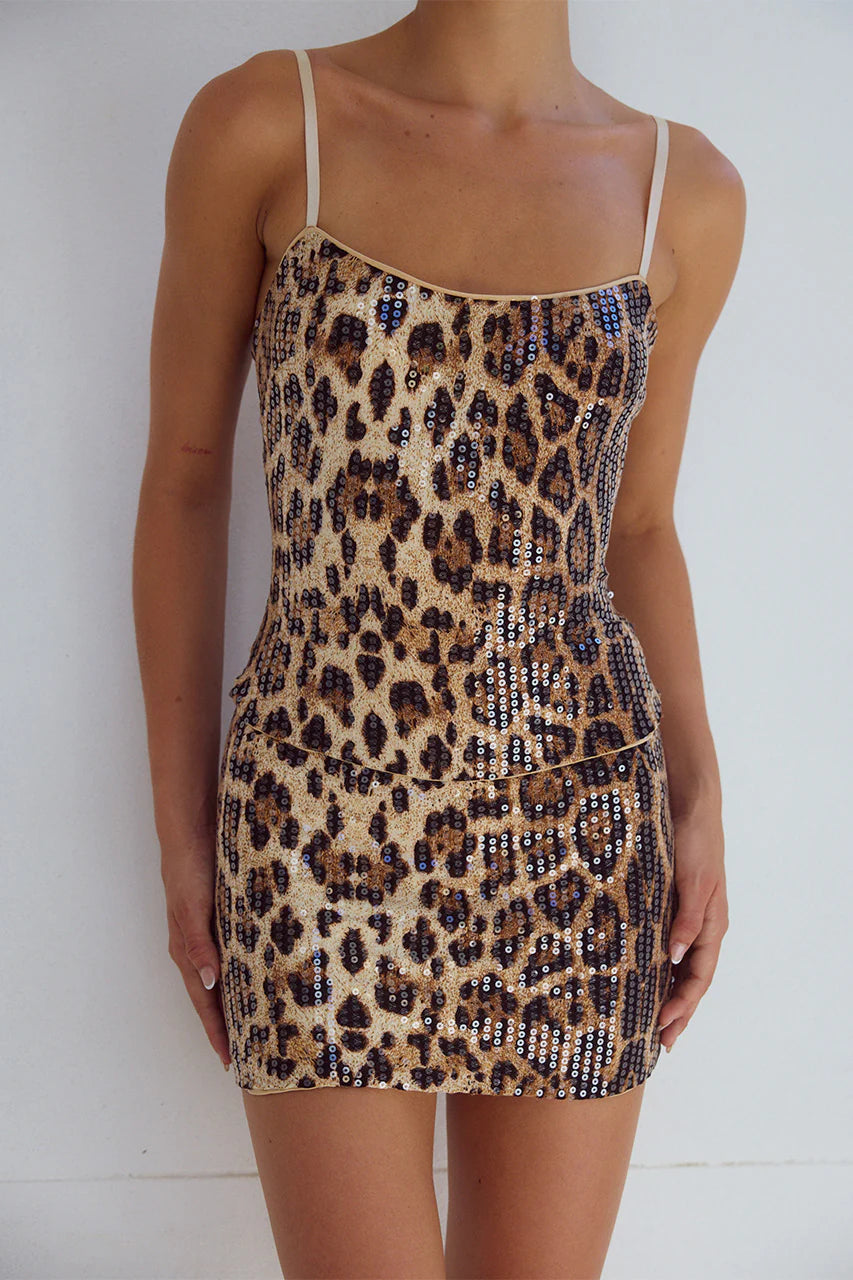 Lyra Mini Skirt - Leopard Print