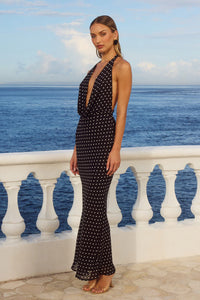 Lexie Maxi Dress - Black Polka