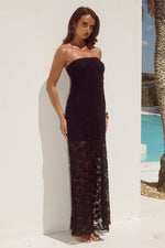 Load image into Gallery viewer, Kinera Strapless Lace Maxi Dress - Black
