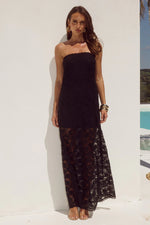 Load image into Gallery viewer, Kinera Strapless Lace Maxi Dress - Black
