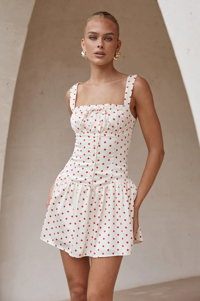 Santori Mini Dress - Red Polka