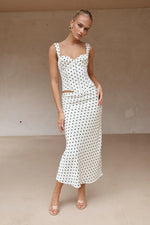 Load image into Gallery viewer, Karlita Midi Skirt - White Polka
