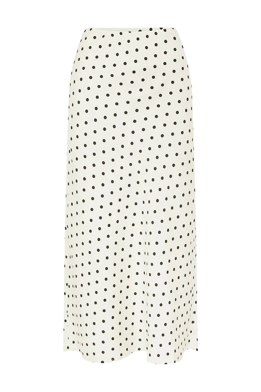 Karlita Midi Skirt - White Polka