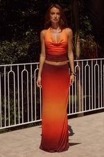 Load image into Gallery viewer, Lotus Cowl Halter Top - Blaze Ombre
