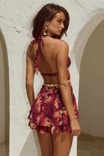 Load image into Gallery viewer, Xylia Halter Low Plunge Mini Dress - Eliana Red
