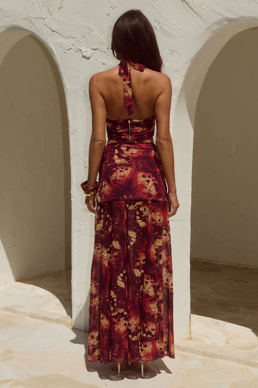 Valletta Deep-V Halter Top - Eliana Red