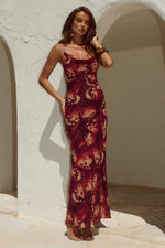 Load image into Gallery viewer, Benito Cowl Cross Back Maxi Dress - Eliana Red
