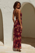 Load image into Gallery viewer, Benito Cowl Cross Back Maxi Dress - Eliana Red
