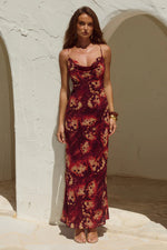 Load image into Gallery viewer, Benito Cowl Cross Back Maxi Dress - Eliana Red
