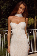 Load image into Gallery viewer, Amana Strapless Scarf Maxi Dress - White
